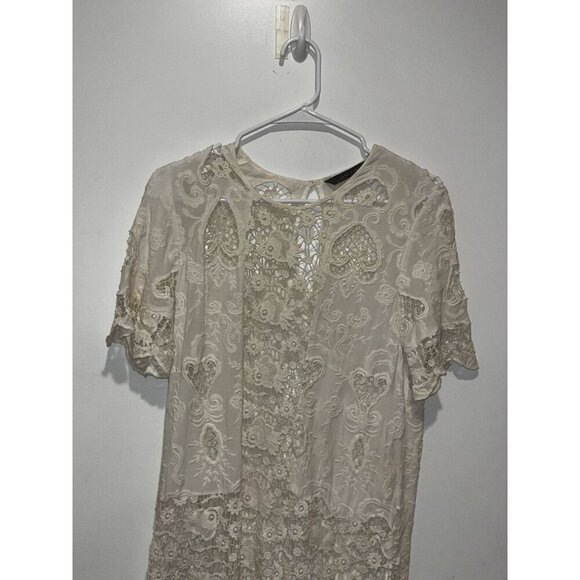 Zara Boho White Lace Crochet Women's Mini Dress Size XS - Picture 4 of 10